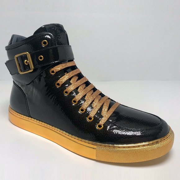 Men's 24K BlackGold Patent High Top Sneakers
